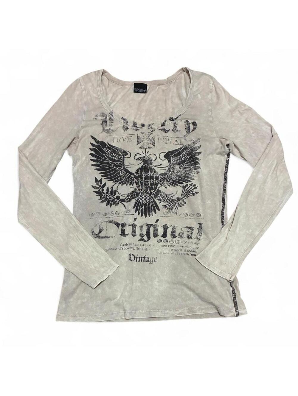 Daytrip Made in USA Y2K Rhinestone Eagle Long Sleeve Top